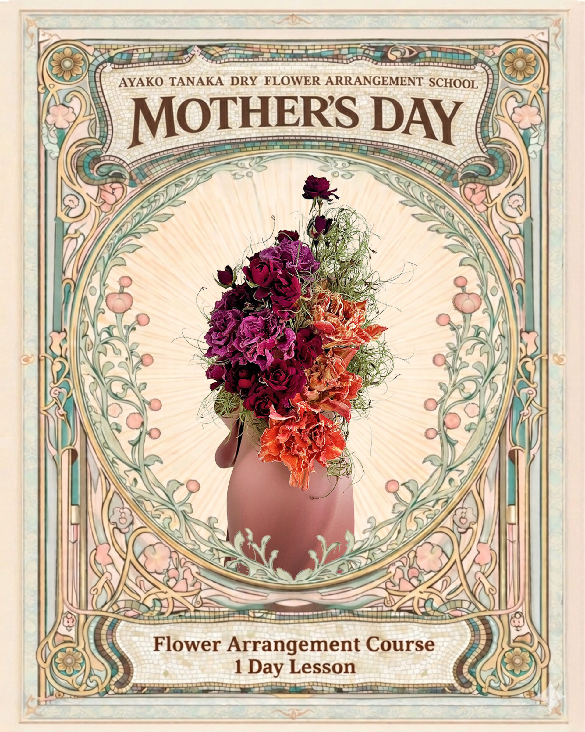 アヤコタナカドライフラワーアレンジメントスクールフラワーアレンジメントコース「マザーズデー」